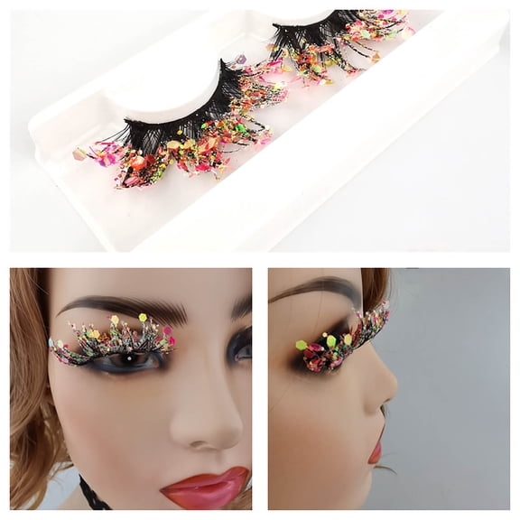 BGZLEU Glitter Lashes Sequins Lashes Dramatic 3D Faux Lashes False Eyelashes Reusable Colorful Luxury Lashes Eyelashes Whispy Glamorous Sparkly Sparkle Lashes