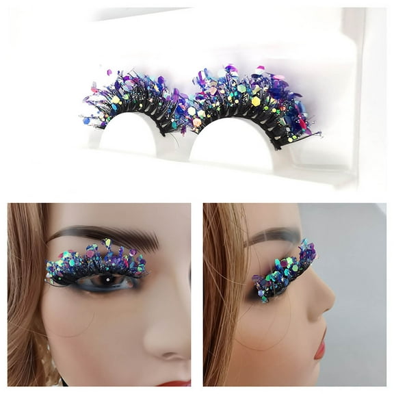 BGZLEU Glitter Lashes Sequins Lashes Dramatic 3D Faux Lashes False Eyelashes Reusable Colorful Luxury Lashes Eyelashes Whispy Glamorous Sparkly Sparkle Lashes