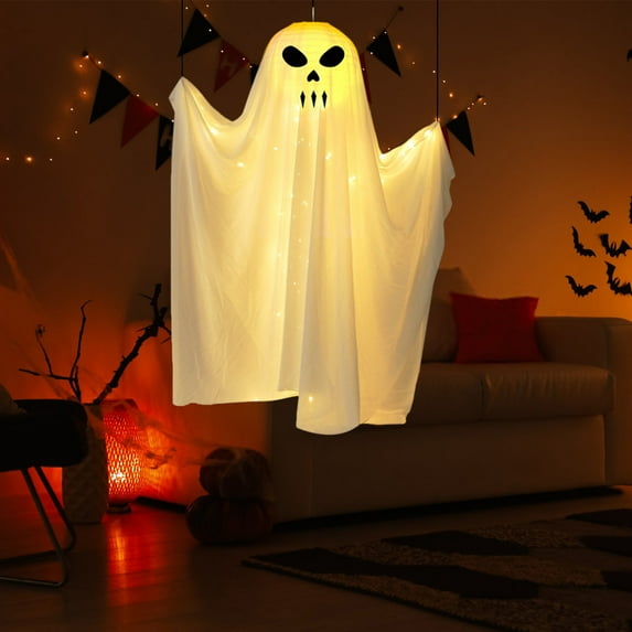 BGZLEU Halloween Decorations Outdoor Hanging Ghost, Halloween Ghosts Purple 38.1", Scary Hanging Ghost Halloween Decorations, Graveyard Decor for Yard Patio Prop, Lawn Garden Party Supplies Décor