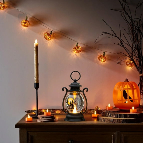 BGZLEU Halloween Pumpkin Lantern with Flickering LED Candle,1pc Vintage Mini Pumpkin Lights with AAA Battery Decor Gifts Indoor Porch Garden Lantern Halloween Party Hanging Lanterns