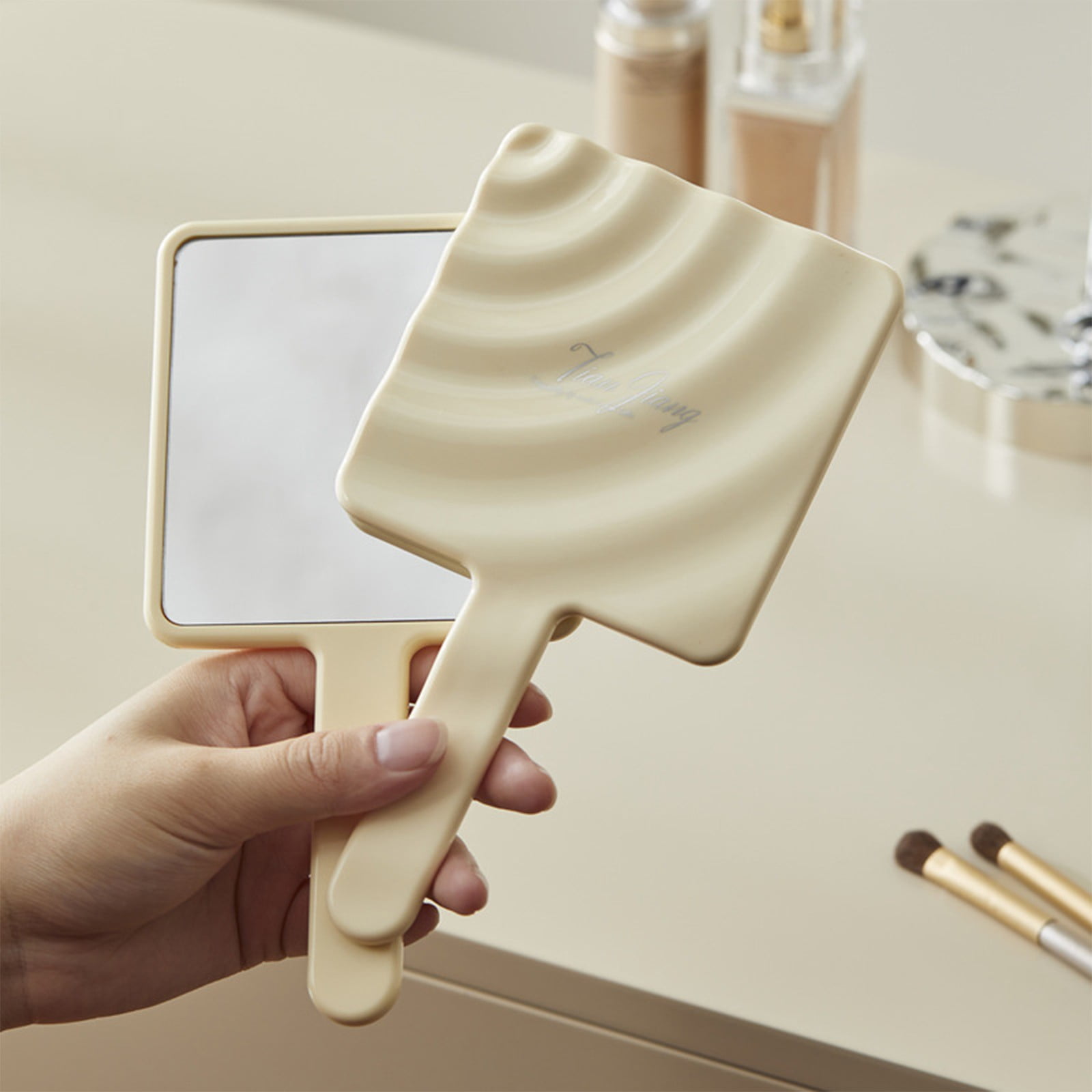 BGZLEU Hand Mirror Hand Held Mirror Electroplate Mirror, Liquid Shape