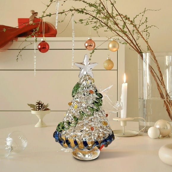 BGZLEU Handcrafted Finely Cut Clear Christmas Crystal TreeAdvanced Christmas GiftExquisite Christmas Crystal Tree Miniature Figurines Glass Christmas Tree Small Tabletop Christmas Tree