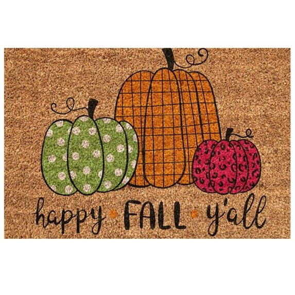 BGZLEU Happy Fall Doormat Funny Pumpkin Maple Leave Front Door Mat Autumn Harvest Thanksgiving Vintage Rustic Yard Non Slip Seasonal Home Decorate Indoor Outdoor Party Decoration 16 X 24 Inch