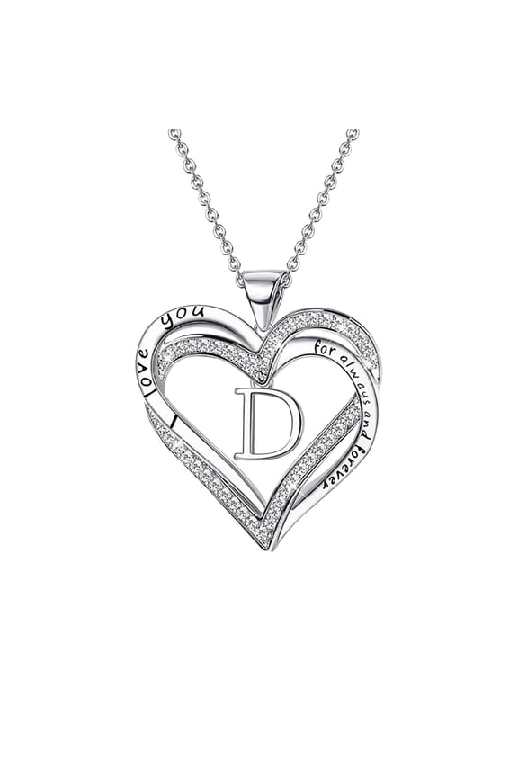BGZLEU Heart Initial Necklace for Women, Silver Dainty Letter Pendant Necklaces, Personalized Initial Charm Alphabet Jewelry Valentines Mother's Day Anniversary Christmas Birthday Gift(D)