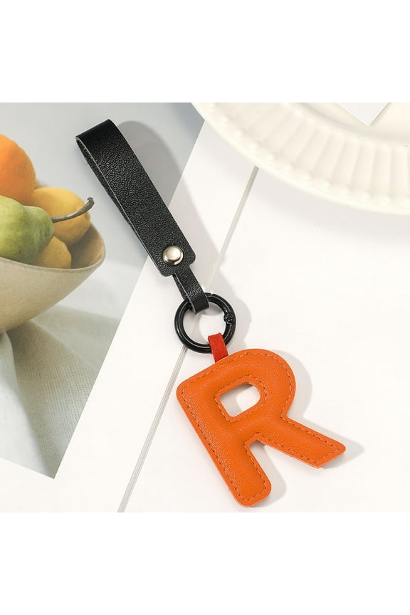 BGZLEU Initial Letter Keychain,Brown Leather Alphabet Keychain with Easy Clasp,Key Car Key Bag Key Ring for Women Mens