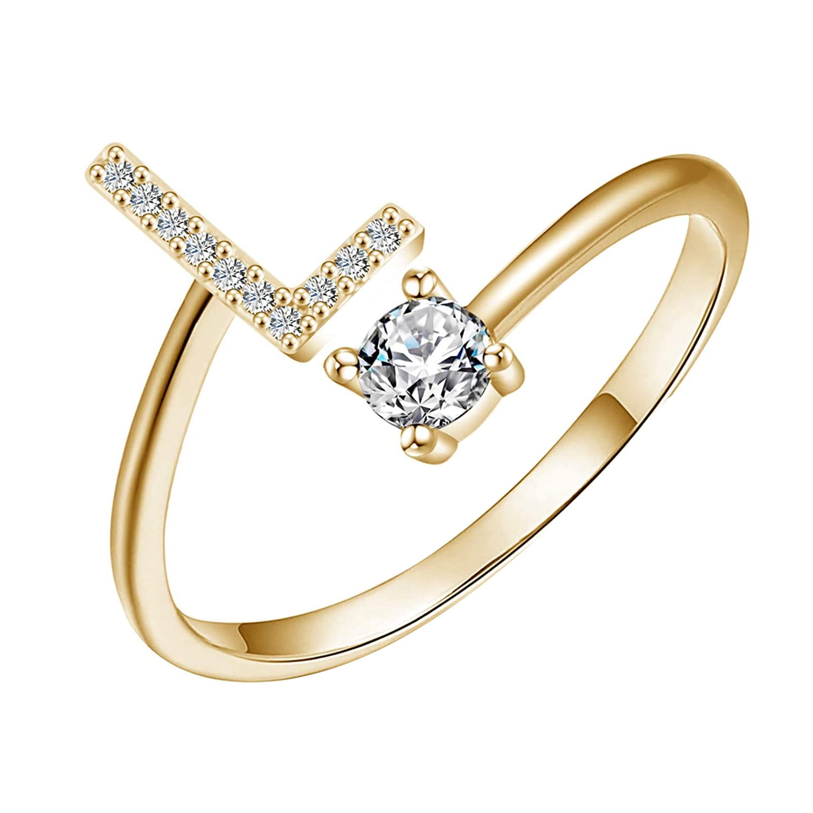 BGZLEU Initial Letter Ring for Women Golden Stackable Alphabet Rings ...