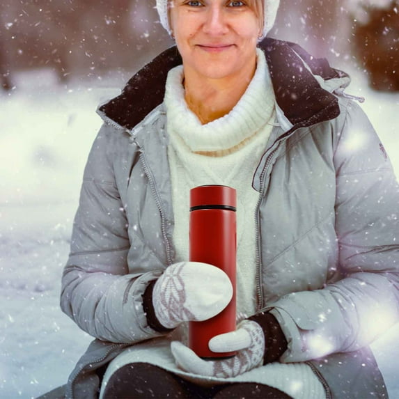 Loyerfyivos Smart Water Bottle Stainless Steel Vacuum Flask,Travel Mug with Smart LCD Touch Screen, Keep Hot Or Cold, Car Portable Travel Tea Coffee Vacuum Thermoses Cup,Insulated Water Bottle (Red)