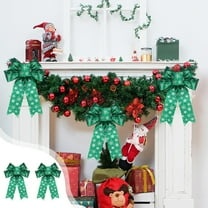 BGZLEU Large Christmas Wreath Bows Glitter Gold Snowflake Bows for Wreath, Dark Green Ribbon Bows Christmas Decor Bows for Home Indoor Outdoor Decoration Wreath Ornament Supplies