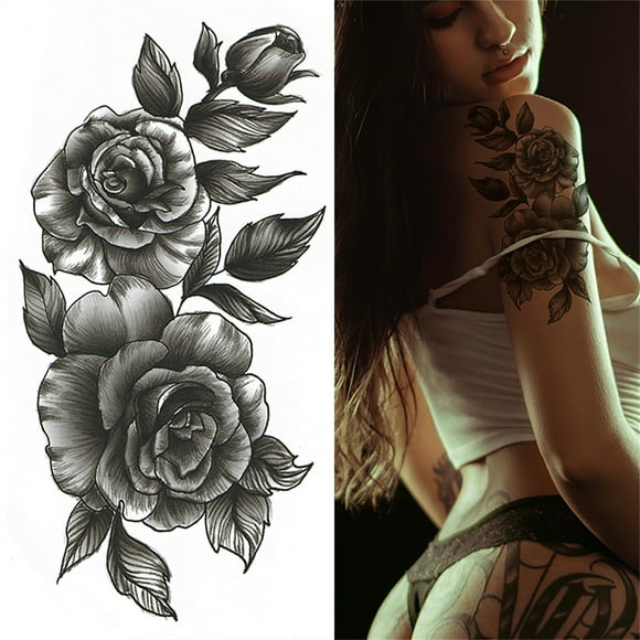 BGZLEU Long Lasting Flower Temporary Fake Tattoos For Women Arm Neck, Jellyfish Sunflower Moon Rose For Adults Girl, 3D Temp Realistic Snake Tatoo Stickers Serpent Peony Floral Kids