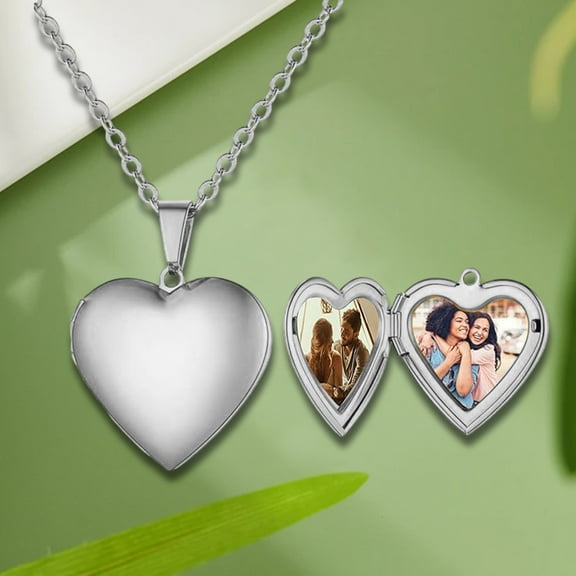 BGZLEU Love Heart Locket Pendant that Holds Pictures Polished Lockets Pendant Birthday Gifts , Love Open Heart Photo Locket Necklace with Picture inside-Stainless Steel for Women(Silver)