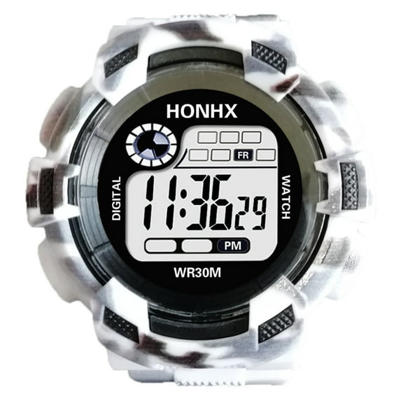 BGZLEU Man Watch for Man Digital Sports Watch,LED Light Large Analog Digital Display Waterproof Watch with Alarm Stopwatch Hourly Chime Multi-Function Wrist Watches（White）