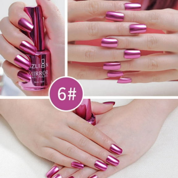 BGZLEU Mirror Nail Polish, Chrome Nail Powder, Metallic Nail Polish, Reflective Glossy Nail Polish, DIY Manicure Nail Lacquers, Metallic Mirror Effect Holographic Nail Powder