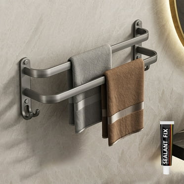 Abody Double Layered Bath Towel Rack - Wall Mounted Storage Organizer ...