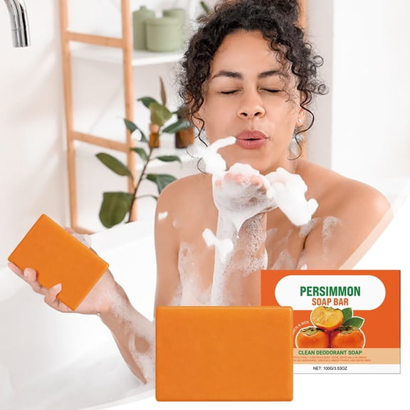 BGZLEU Natural Persimmon Soap to Fight Body Odour for Men Women, Kaki Soap Bar for Body Odour Removal, Bath Persimmon Soap Bar, Persimmon Core Soap Natural Odour People (1)