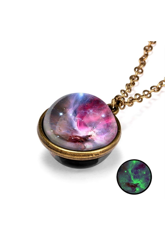 BGZLEU Galaxy Pendant Necklaces Nebula Double Sided Outer Space Glass Planet Necklace for Women Men Earth Globe Universe Jewelry Christmas Gifts