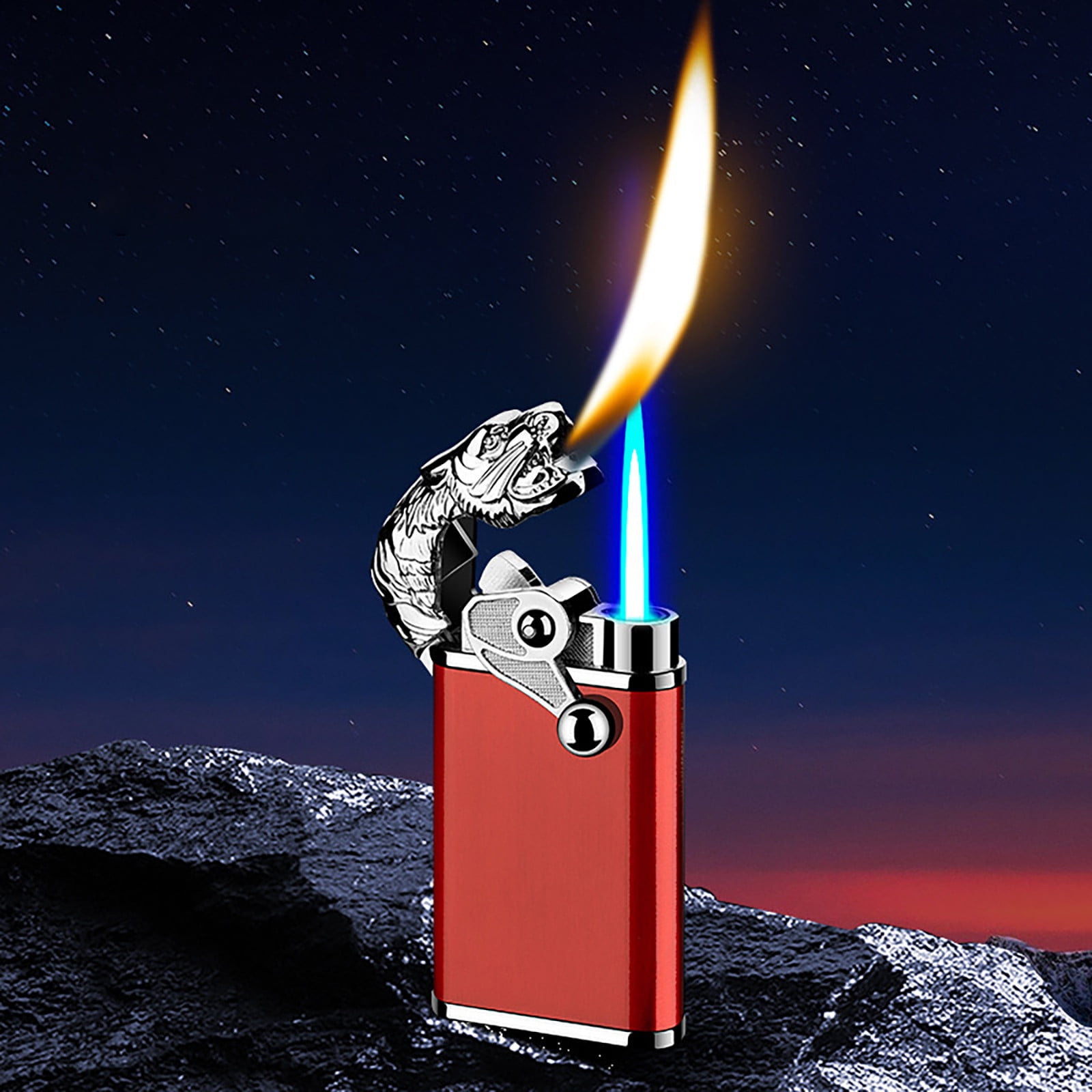 BGZLEU Outdoor Magic Dual Flame Lighter,Cool Tiger Fancy Double Jet