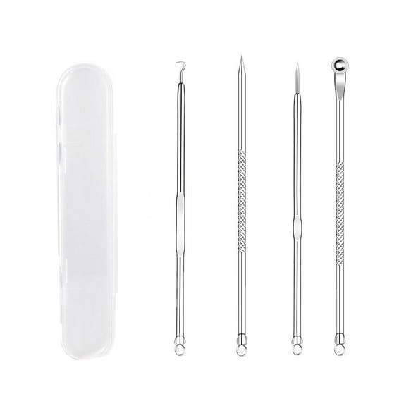 BGZLEU Pimple Popper Tool Kit, 8 Pcs Blackhead Popper for Blemish, Pimple Comedone Extractor Acne Tool for Nose Face with a Leather Bag,Rose Gold Needle Set of 4,Rubber Box