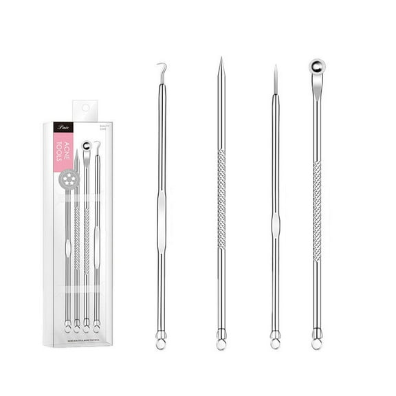 BGZLEU Pimple Popper Tool Kit, 8 Pcs Blackhead Popper for Blemish, Pimple Comedone Extractor Acne Tool for Nose Face with a Leather Bag,Silver Needle Set of 4,Card Box