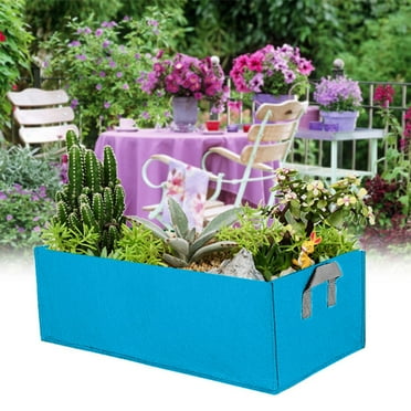 BGZLEU Plant Grow Bags, Fabric Raised Planting Bads, Rectangle Grow Bag, 7 Gallon Breathable Potato Tomato Planter Pots for Outdoor Vegetables Plant Flowers (Blue)