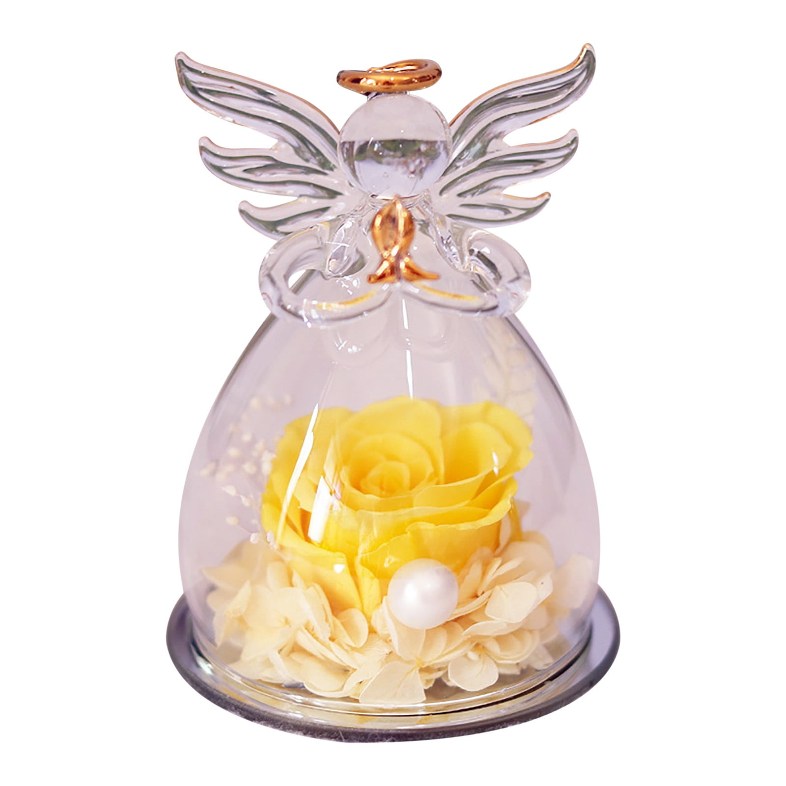 Valentine's Day Gift - Preserved Real Red Roses In Glass Angel Figurine, Forever Rose Gift For Her