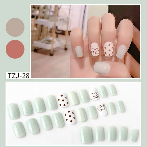 BGZLEU Press on Nails Fake Nails,French Tips Full Cover False Nails with Designs,24 Pcs Stick on Nails for Women and Girls,Bling Glossy 3D Flower False Nail Tips Artificial Nails Finger Manicure-24pcs