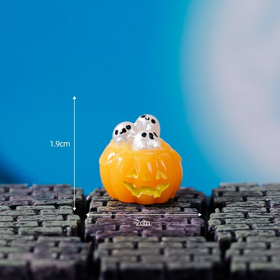 BGZLEU Pumpkin Skeleton Microlandscape Halloween Crystal Ball Decoration Accessories Faceless Monster Ghost Pumpkin Resin Small Ornament - Silver(1 IN)