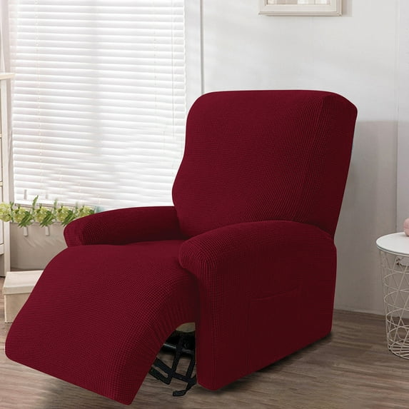 BGZLEU Reclining Armchair Slipcovers Stretch Recliner Sofa Slip Cover Solid Couch Covers Furniture Chair Protector Red