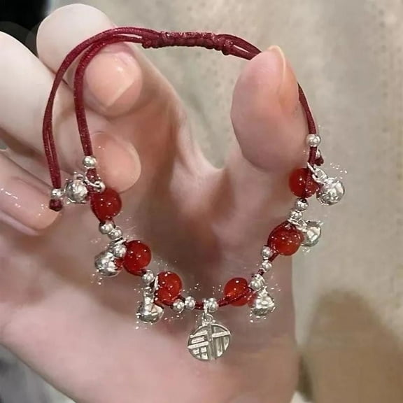 BGZLEU Red Crystal Beaded Bracelets, Hand-woven Lucky Chinese Knot Adjustable Rope Couple Bracelets, Chakra Natural Stone Beads Bracelets, Gemstone Spiritual Jewelry Gifts for Women