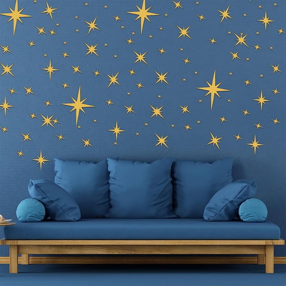 BGZLEU Retro Starburst Wall Decals Stars Wall Stickers Atomic Star Vinyl Decal Star Walls Decals Celestial Decor Girls Room Wall Sticker Peel and Stick Moon Walls Decal