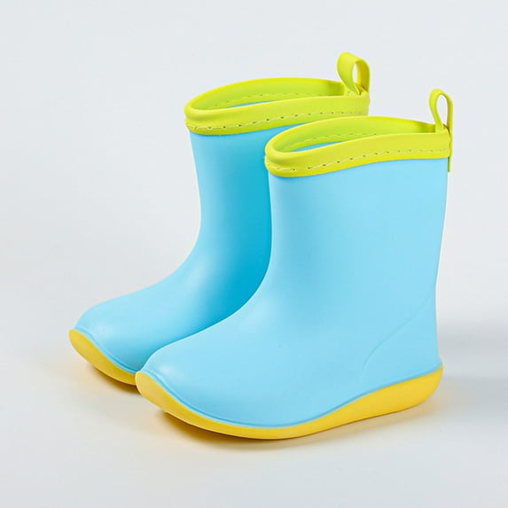 BGZLEU Toddler Rain Boots with Handles - Girls baby Kids Waterproof Shoes Boys Rain Boots Lightweight Adorable Cute Solid Rubber mud boots (Blue, Size 30)