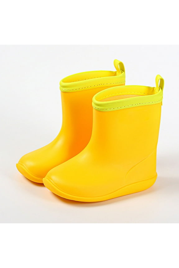 BGZLEU Toddler Rain Boots with Handles - Girls baby Kids Waterproof Shoes Boys Rain Boots Lightweight Adorable Cute Solid Rubber mud boots (Yellow, Size 24)