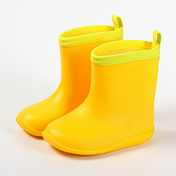 BGZLEU Toddler Rain Boots with Handles - Girls baby Kids Waterproof Shoes Boys Rain Boots Lightweight Adorable Cute Solid Rubber mud boots (Yellow, Size 25)