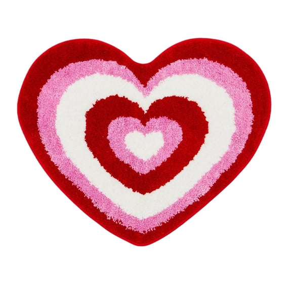 BGZLEU Valentine's Day Heart Shaped Rug Non Slip Bathroom Rug White Red Pink Bath Mat Shower Mat Decorative Love Floor Mat Washable Doormat Welcome Carpet for Bathroom Kitchen Living Room
