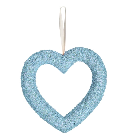 BGZLEU Valentines Day Wreath Glitter Heart Shaped Hanging Sign Foam 3D Heart Garland Wreath Pendant for Valentines Day Wedding Party Front Door Window Mantel Decoration Blue