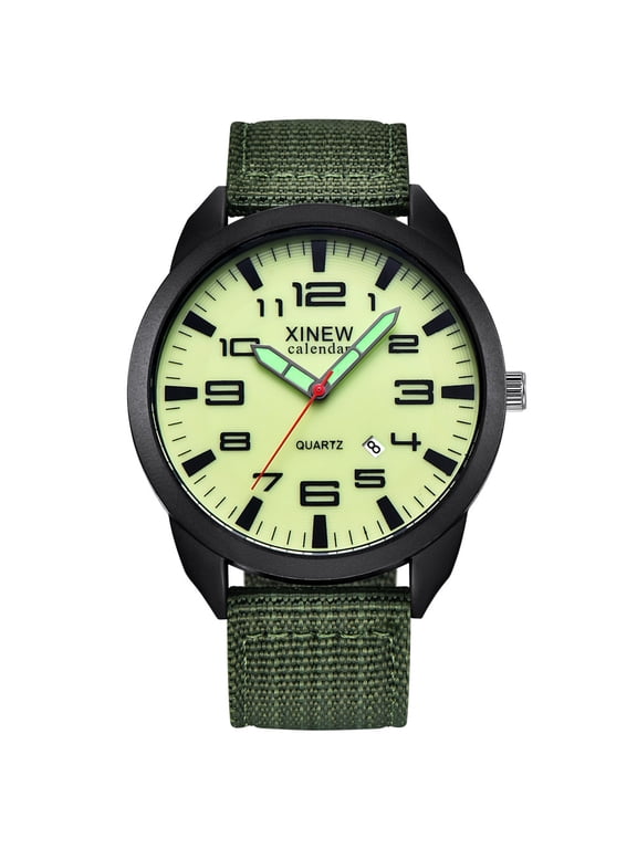 BGZLEU Wind up Watches for Women No Battery Calendar Strap Simple Men's Outdoor Dial Watch Luminous Nylon Quartz