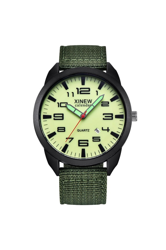 BGZLEU Wind up Watches for Women No Battery Calendar Strap Simple Men's Outdoor Dial Watch Luminous Nylon Quartz