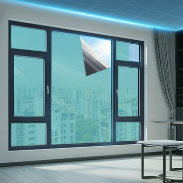 BGZLEU Window Privacy Film One Way, Reflective Mirror Window Film Daytime Privacy, UV Sun Blocking Heat Control Static Cling, Window Tint for Home Office, 40x100cm