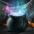 thumbnail image 1 of BGZLEU Witches Bubbling 4.3" Black Cauldron with Spooky COLOR CHANGING Fogger - Great for Halloween Decor, Parties, Candy Bucket - Kettle Includes Handle - 4.3 Inch Diameter, 1 of 6