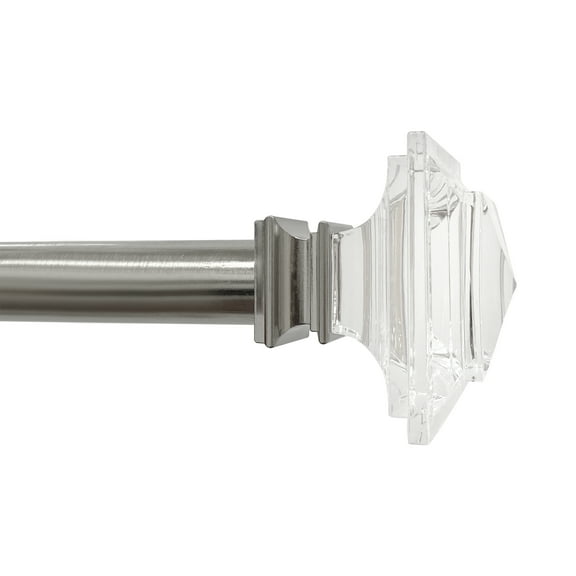 Better Homes & Gardens 1" Brushed Nickel Acrylic Square Single Curtain Rods, 32-120"