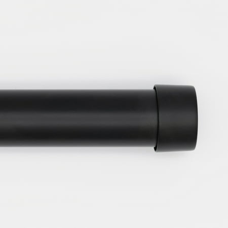 better homes & gardens 1" matte black cap adjustable single curtain rod set, 32-120"