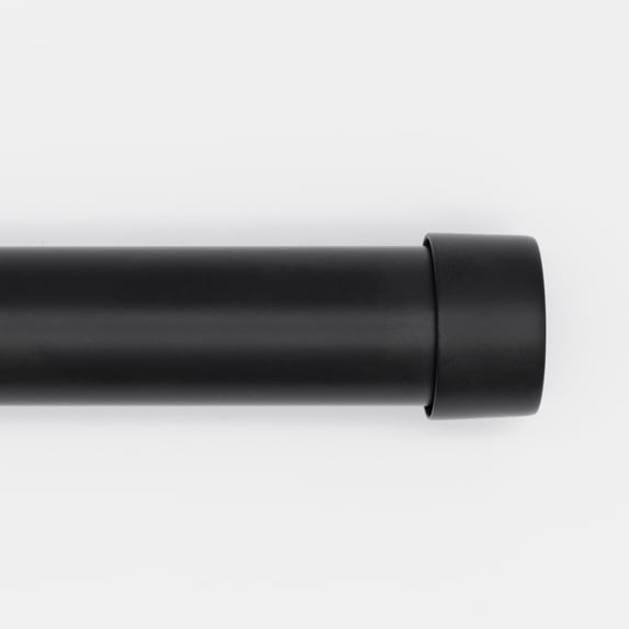 Better Homes & Gardens 1 in Matte Black Cap Adjustable Single Curtain Rod Set, 32-120 in