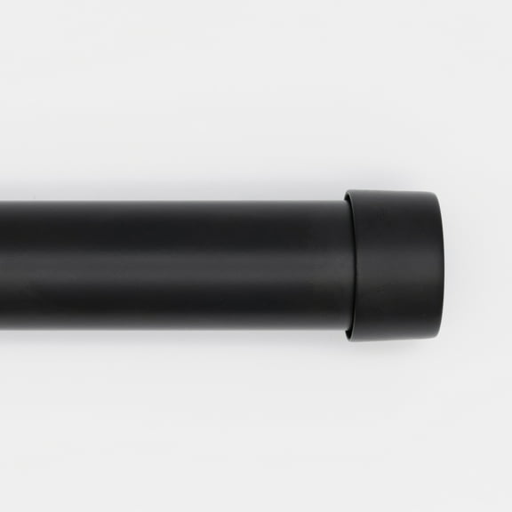 Better Homes & Gardens 1" Matte Black Cap Adjustable Single Curtain Rod Set, 32-120"