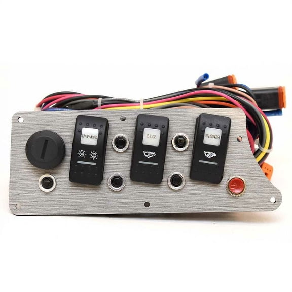 BH Electronics Boat Ignition Switch Panel AD-050-495 | 7 7/8 Inch Silver Plastic