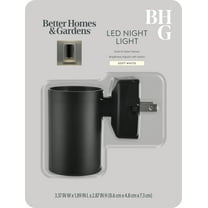 BH&G 2.87" Black Cylinder LED Night Light, Soft White, Dusk to Dawn Sensing, High-Low Mode Switch Select