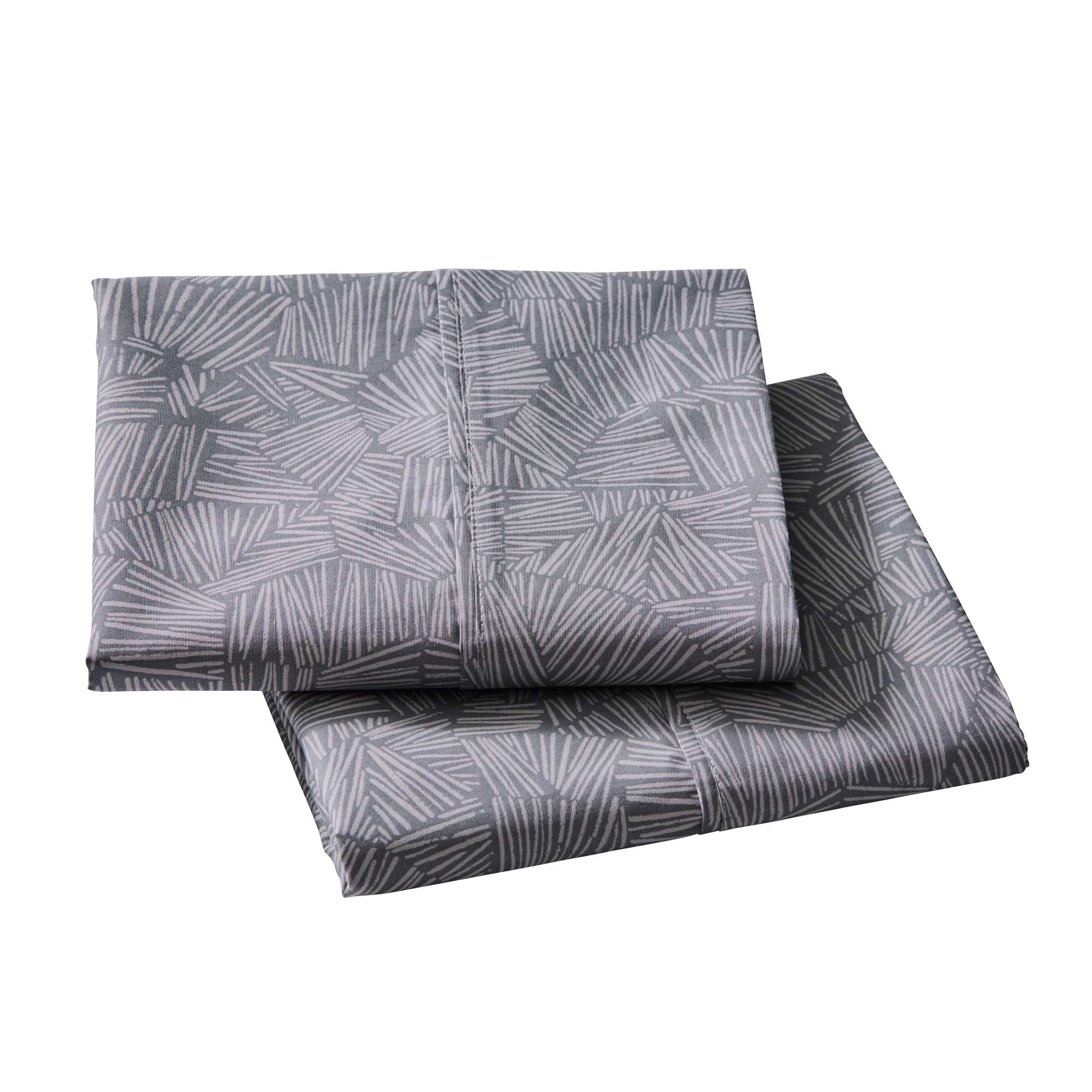 Better Homes & Gardens Cool and Crisp 2-Piece 300 Thread Count Cotton Percale Pillowcases, Ziggy Geo Print Gray, Standard/Queen