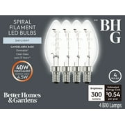 BH&G LED Light Bulb, 4.5 Watts 40W Equiv. B10 Candle Bulb Dimmable E12 Candelabra Base Daylight, 4 Pack