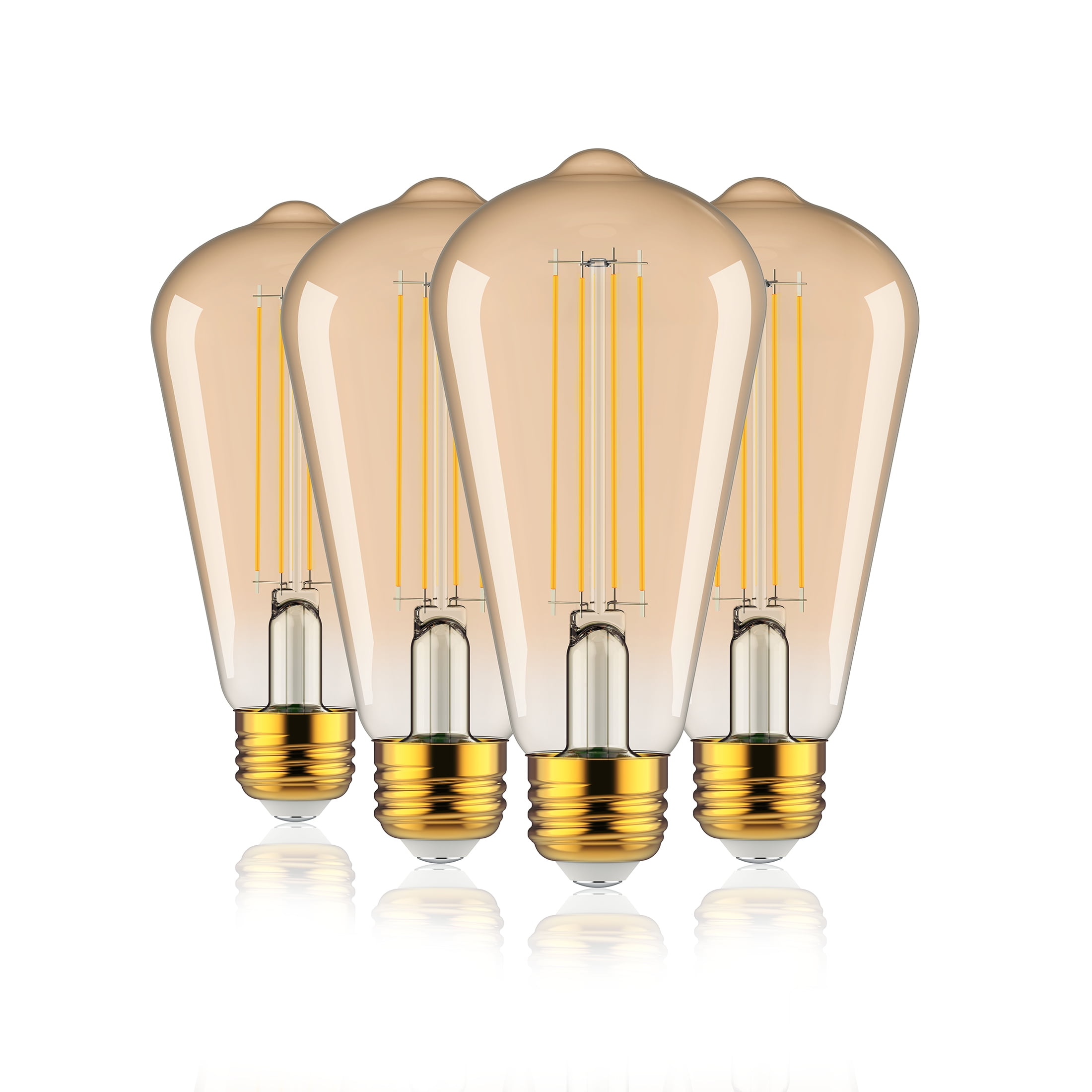BH&G LED Vintage Bulb, 4-Watt (40W Equiv.) ST19 Filament Dimmable, E26 Base, Amber Glass, 4 Pack