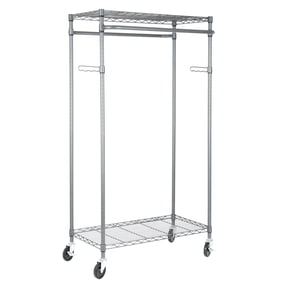 Better Homes & Gardens Double Hanging Garment Rack in Gunmetal Gray with Shelves