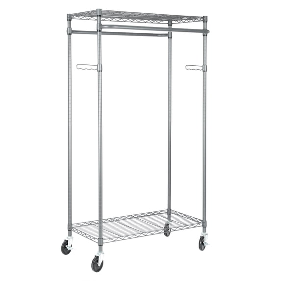 Better Homes & Gardens Double Hanging Garment Rack, 38.2W x 23.6D x 66.1H in, Gunmetal Finish, Gray