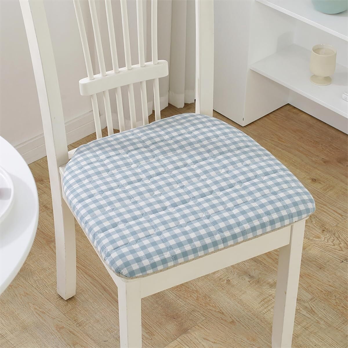 BH-JJSMGS 2/4 Pack Seat Cushion for Dining Chairs, 16.9" X 15.7" Non-Slip Kitchen Chair Pads with Ties, Plaid U-Shaped Sponge Chair Cushion for Kitchen Office Outdoor